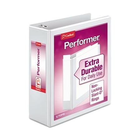 Cardinal Brands Cardinal, PERFORMER CLEARVUE SLANT-D RING BINDER, 3 RINGS, 3in CAPACITY, 11 X 8.5, WHITE 17600